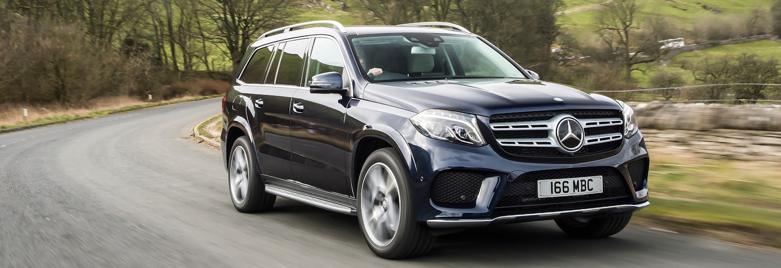 2018 mercedes gls blue driving front