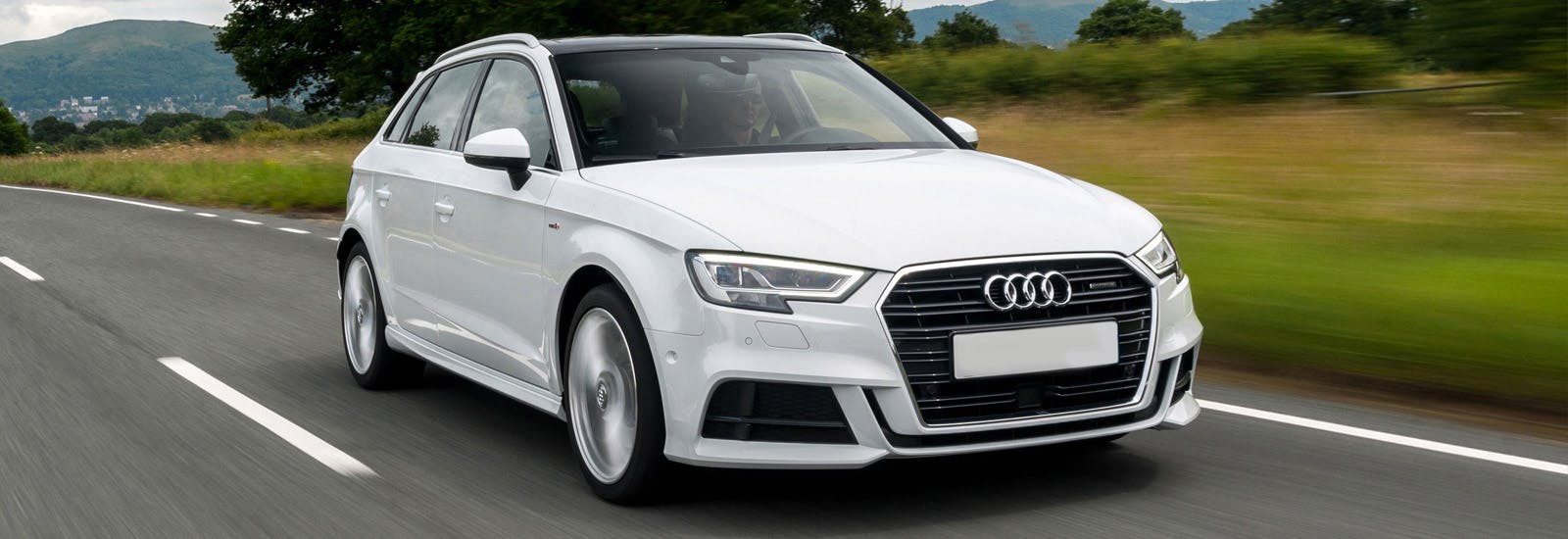 audi a3 sportback front white driving