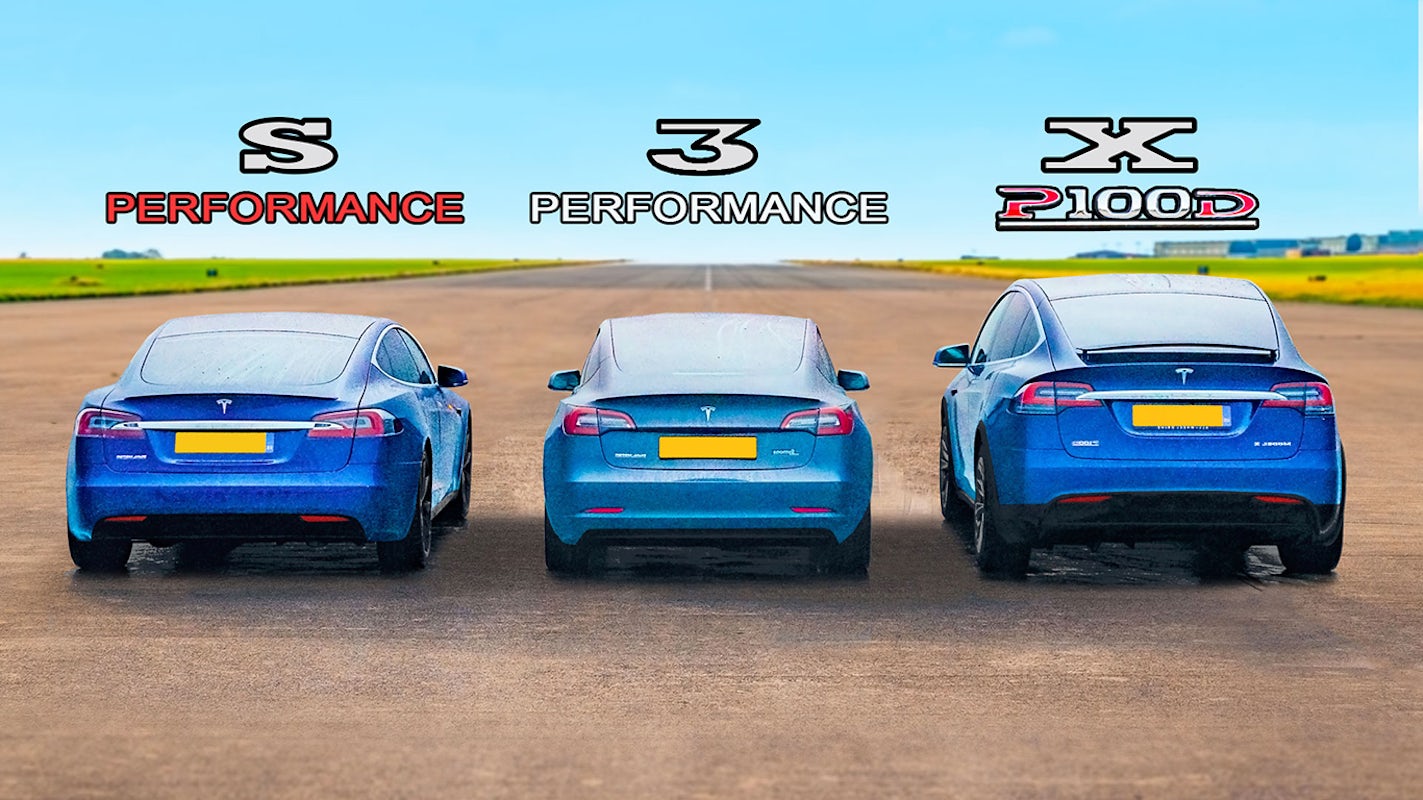 Tesla Model S Model 3 vs Model race | carwow